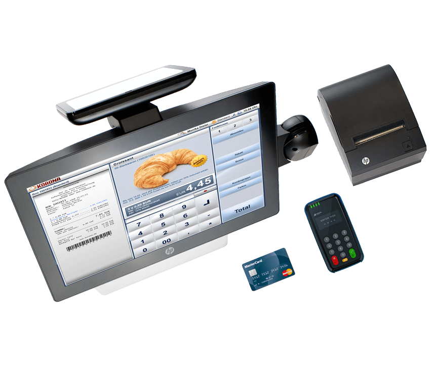 C-Store POS System Convenience Store POS desktop, credit card machine, and receipt printer for c-stores