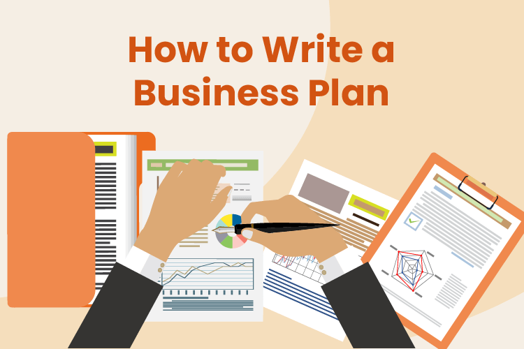 Person write a detailed business plan in an office