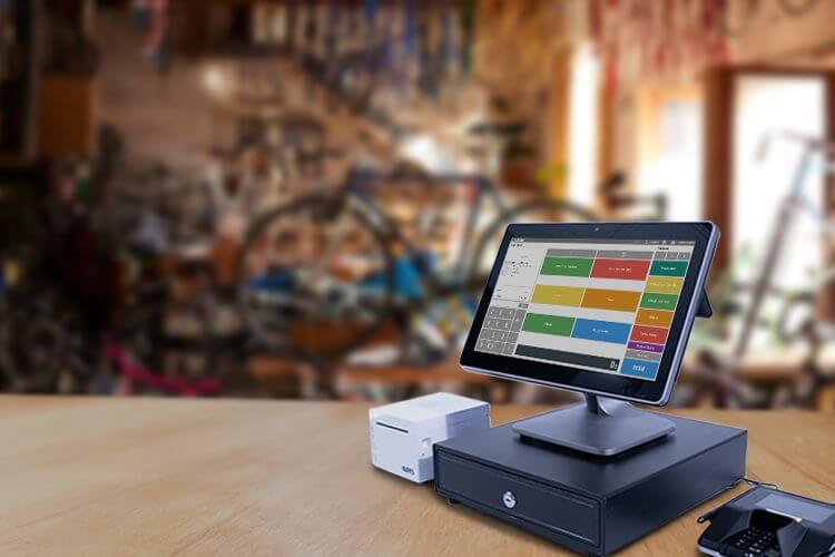 Desktop POS Desktop point of sale on a retail counter