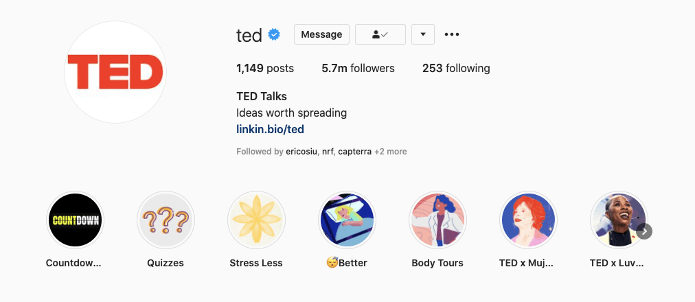 TED Talks Instagram Bio TED instagram minimalist