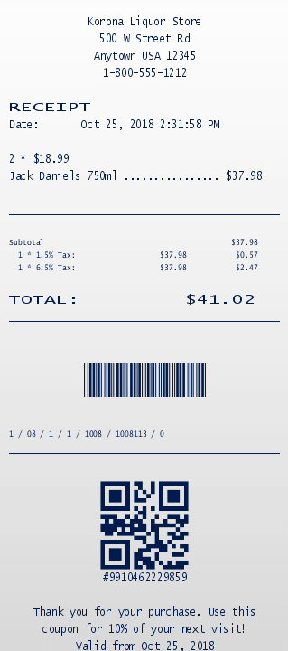 QR Code on receipt