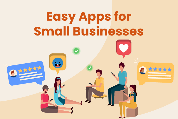 Group of people use small business apps on their phones