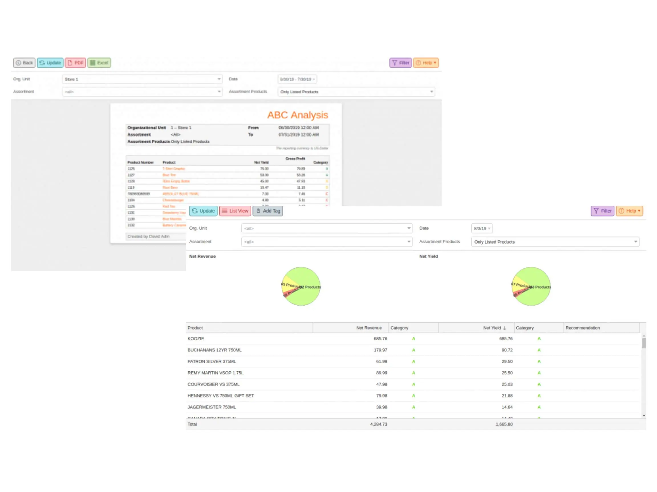 a screen capture from KORONA Studio showing ABC analysis