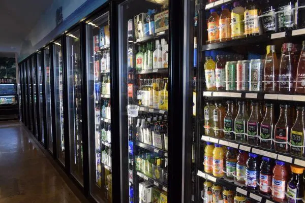 retail refrigerators at The Cove stock different types of beverages