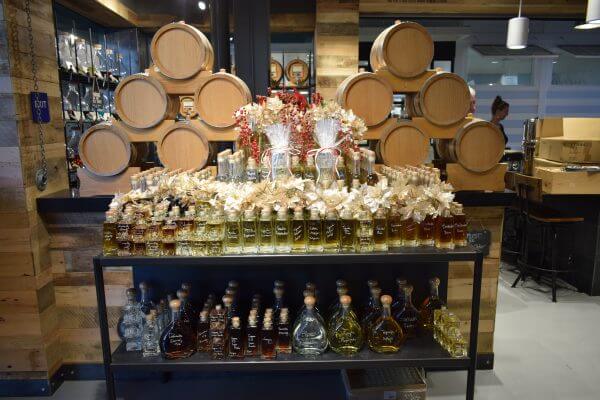 artisinal oils and vinegars on display at vomFass