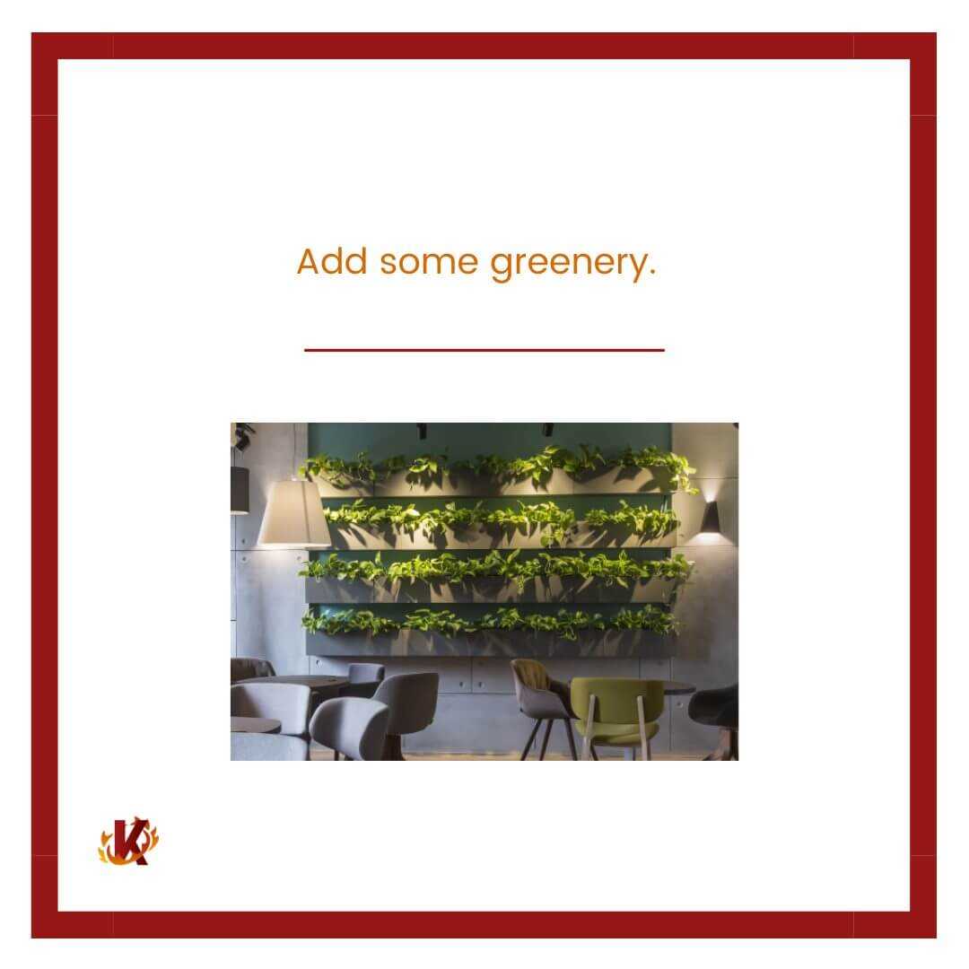 carousel graphic for add some greenery to drive in-store traffic with image of restaurant with green plants on wall