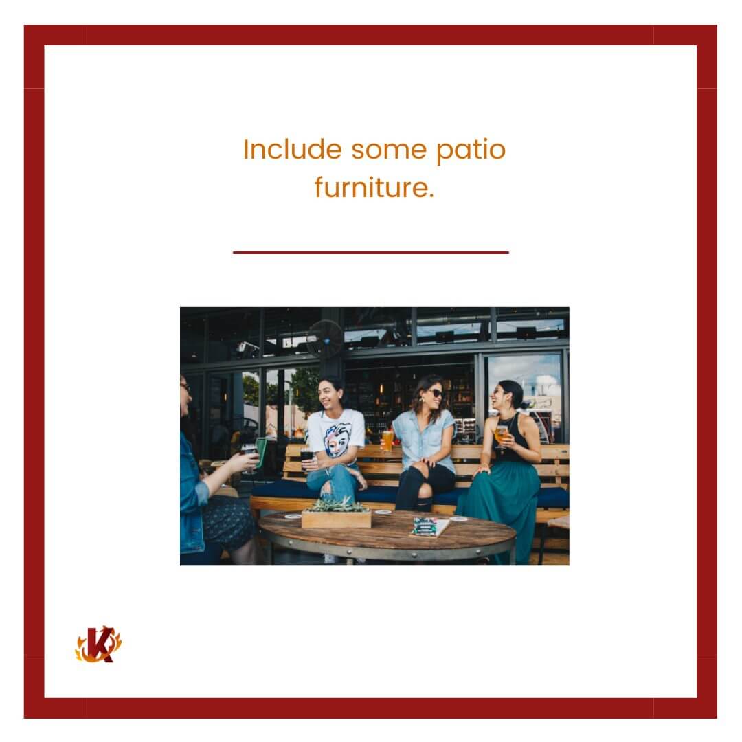 carousel graphic for include patio furniture to drive in-store traffic with image of restaurant's patio of people