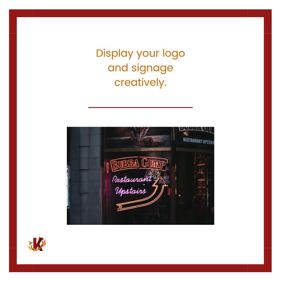 carousel graphic for display your logo creatively to drive in-store traffic with image of bubba gump neon sign