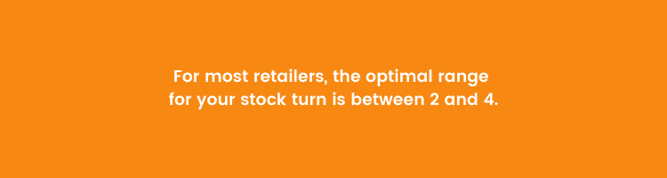 Text graphic showing optimal range for retail stock turn