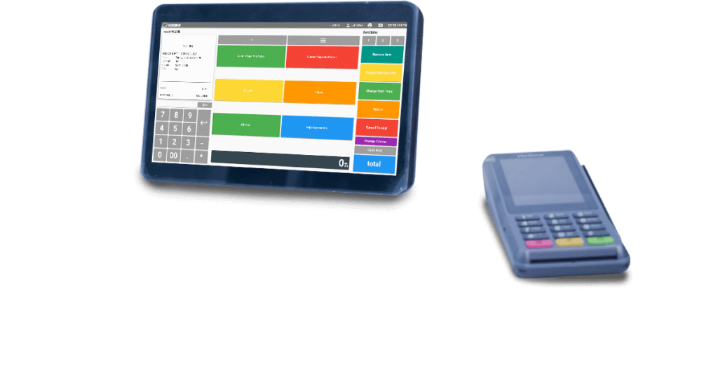a tablet mobile POS and a credit card reader