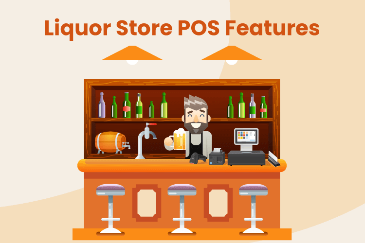 Illustration of a man working a liquor shop