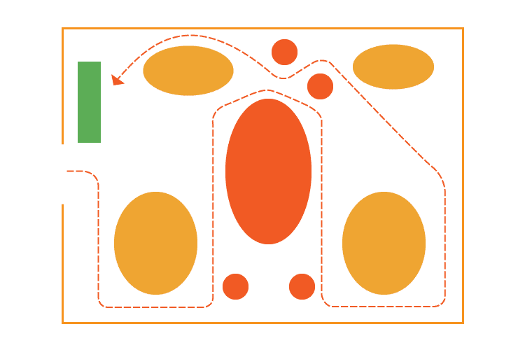 Retail map of angular floor design