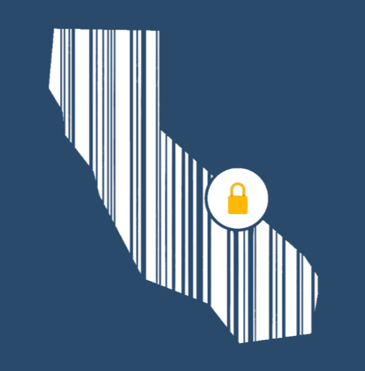 The California Consumer Privacy Act logo with lock over barcode
