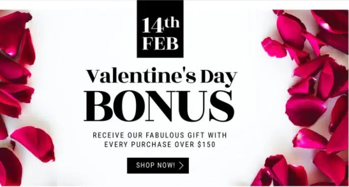 an example of a 'valentines day bonus' sale