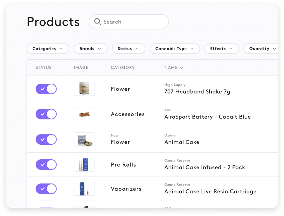 Cannabis eCommerce screenshot