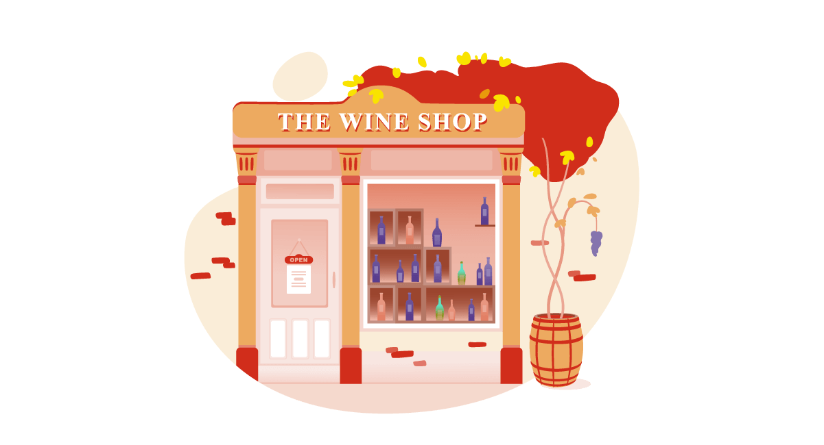 Retail Wine Shop Illustration of winery product reaching a retail shop