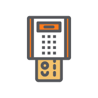 Icon of credit card machine reading a debit card EMV chip