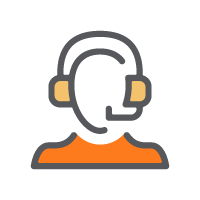 Icon with customer support representative on the phone