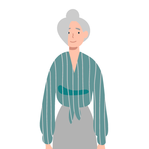 Illustration of older lady with white hair