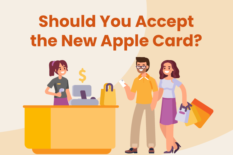 Couple goes to retail checkout counter to buy some items with their Apple Card