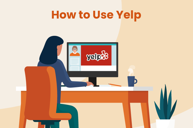Image of business owner setting up business Yelp account online
