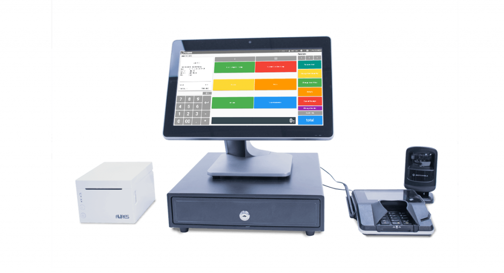 Dispensary POS desktop, receipt printer and mobile payments credit card machine