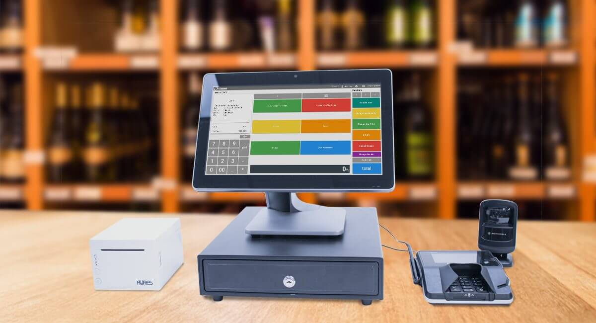 Winery POS Hardware POS desktop and hardware in a wine shop