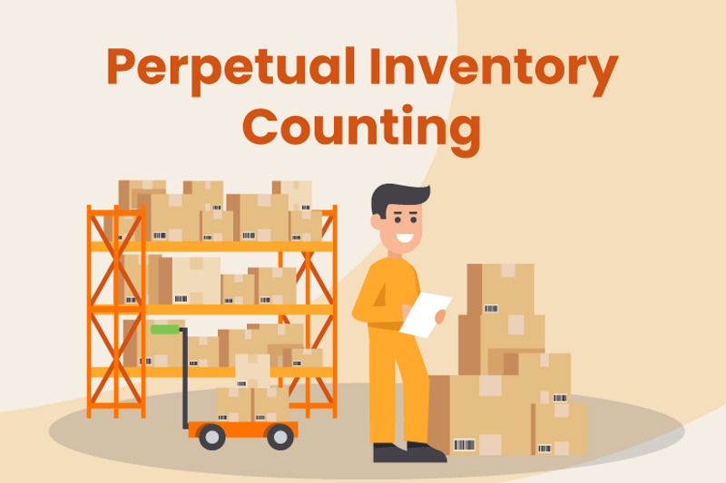 Business owner conduct perpetual inventory count in the warehouse