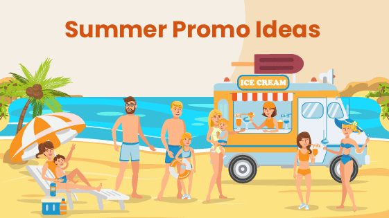 Food truck advertises summer promotions from the beach