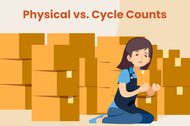 Business owner conducts a physical and cycle count of their inventory in a warehouse