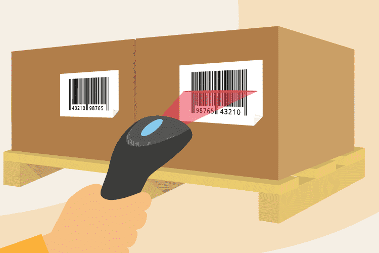 Retail employees scans a SKU barcode at the checkout