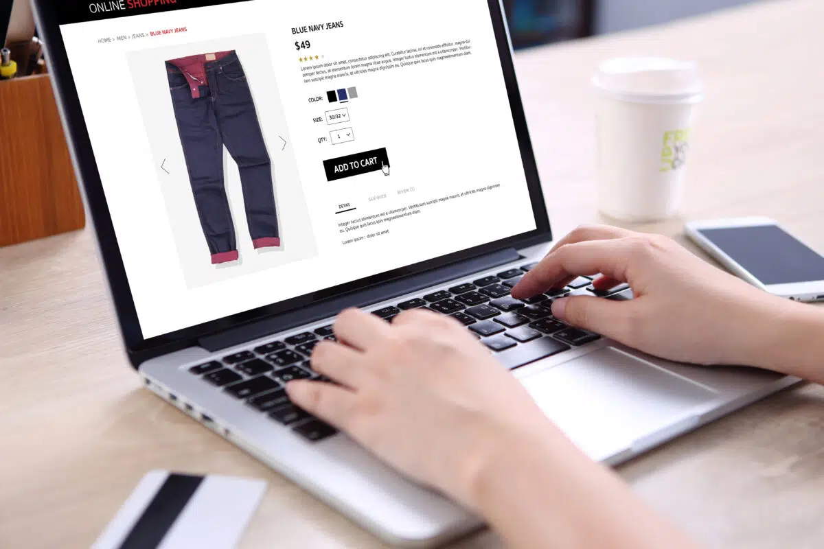 an online shopper looks at clothing on an eCommerce website 
