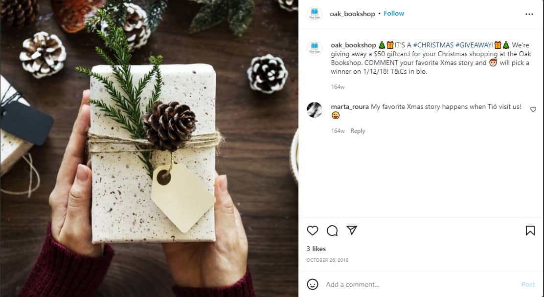 An image showing a Christmas marketing campaign on Instagram.