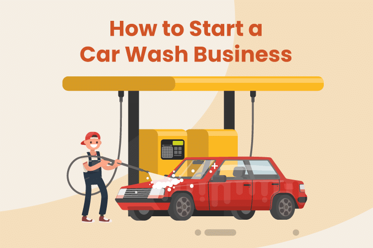 a graphic showing a car wash worker cleaning a vehicle