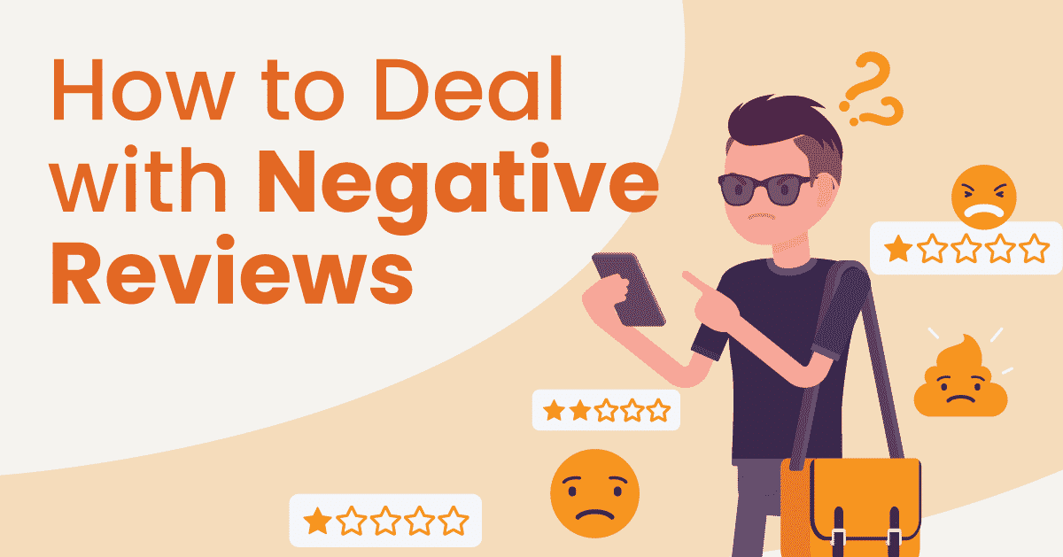 Customer leaves a negative review from their smartphone