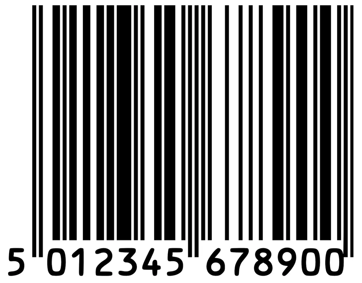 a 1D barcode with SKU number