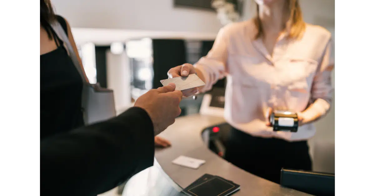 a customer uses a credit card at a hotel