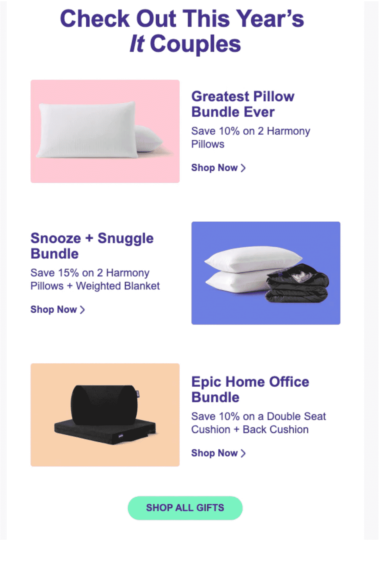 Example of product bundling for gift guides
