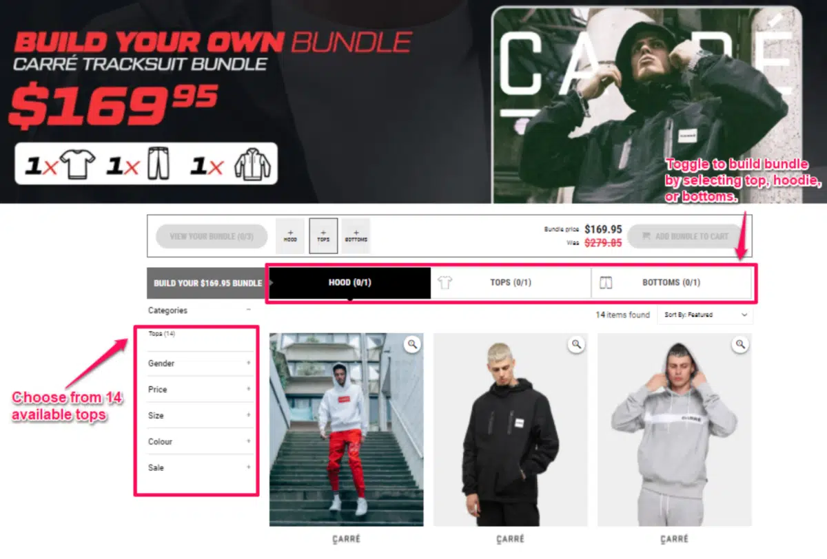 an example of a DIY bundle from Culture Kings where you can build your own bundle tracksuit