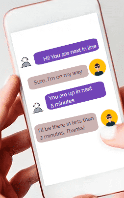 Screenshot of text message notifications from a queuing system app