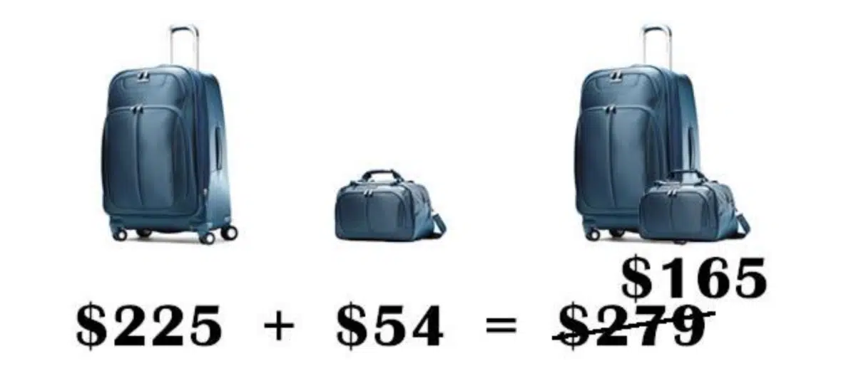 am example of product bundling markdowns with luggage