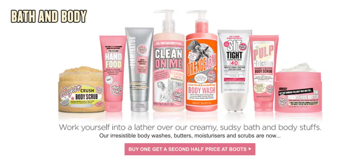 an example of a buy one get one free penetrative pricing strategy from Bath and Body 