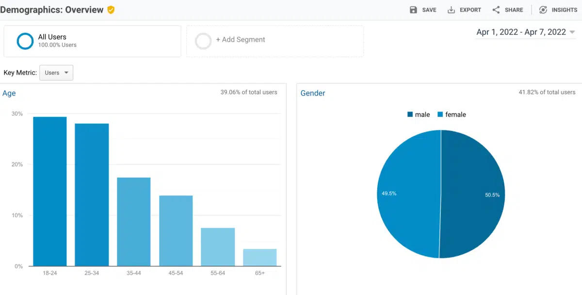 an example of using Google Analytics to find your target audience