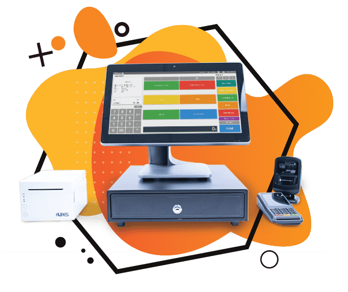 Desktop point of sale terminal with KORONA POS software on screen