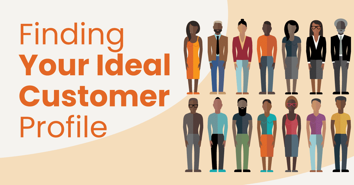 Various people of different demographics line up in two rows as examples of ideal customer profiles in retail