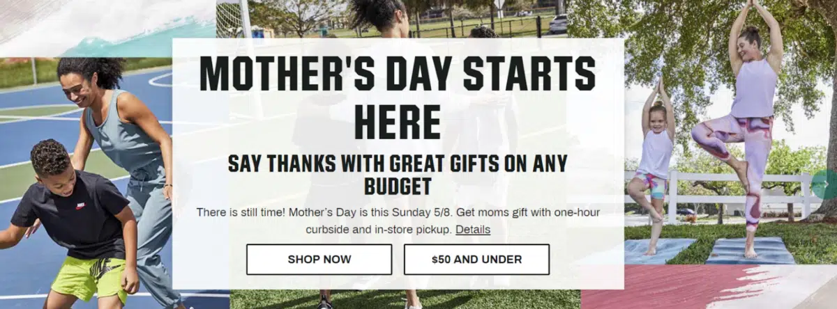 a mothers day advertising popup promotion for sports activities 