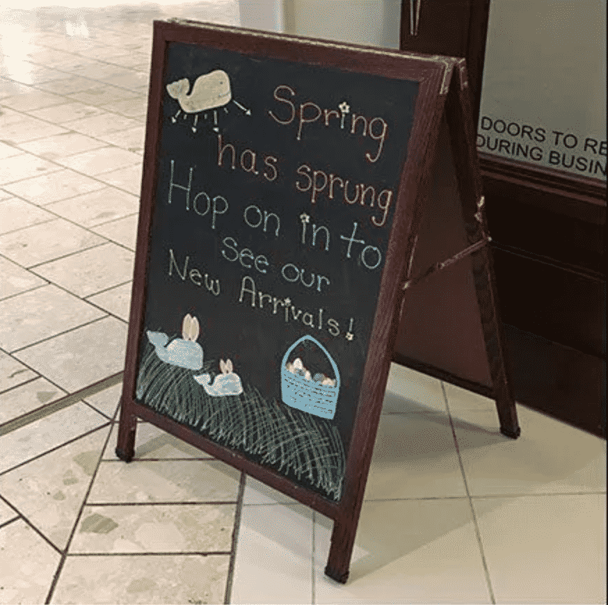 Illustration of a window display in spring.