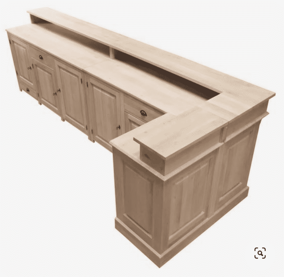 illustration of L-shaped cash wrap counter