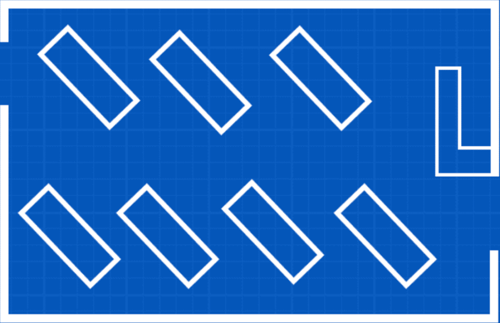 Image showing an example of Diagonal retail Layout. 
