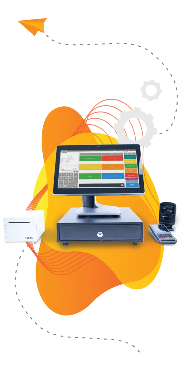 KORONA POS hardware setup with software on display screen